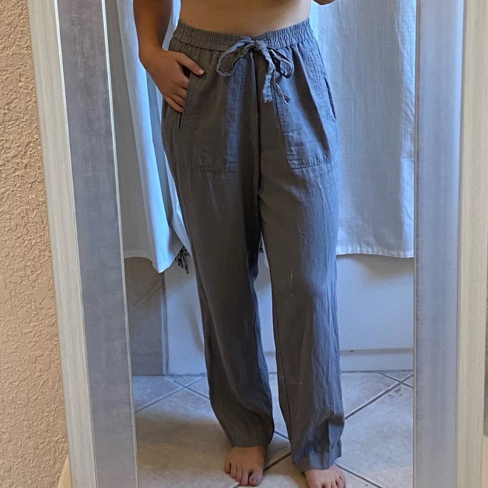 Linen straight legged pant